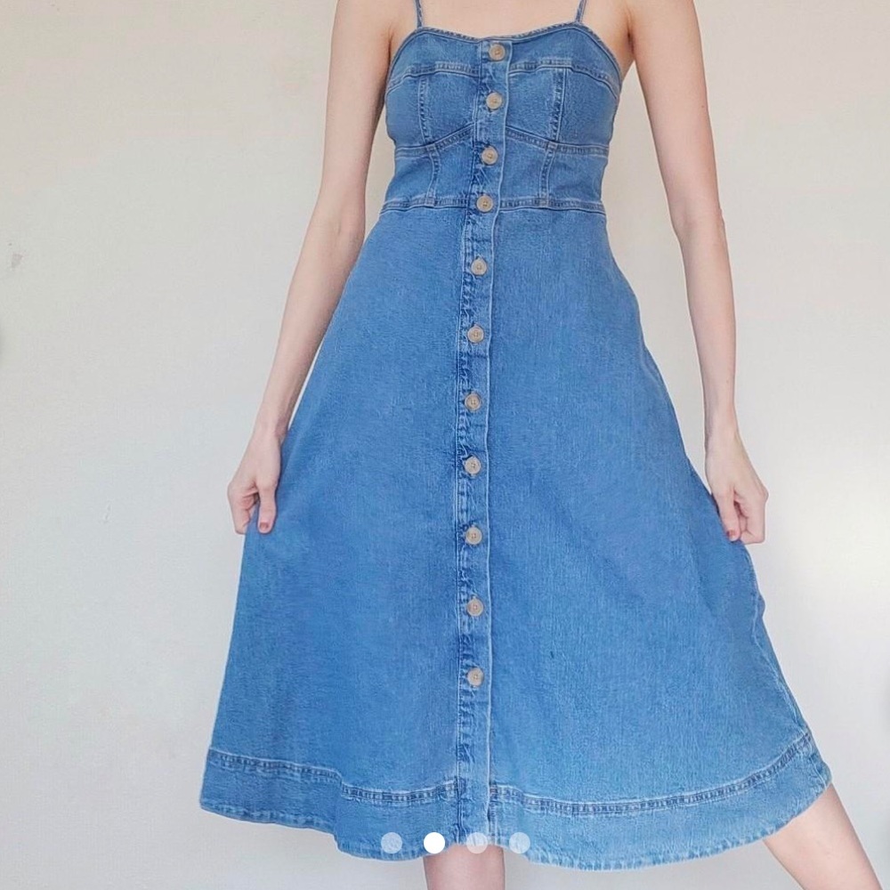 Denim Button-Down Midi Dress